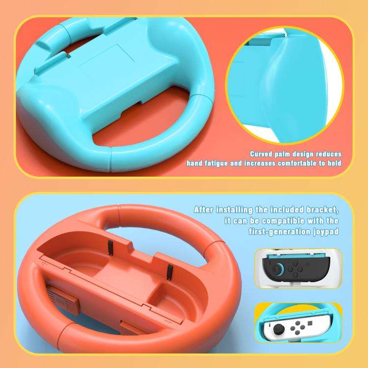 2pcs /Pack Steering Wheel Grip for Nintendo Switch 2/Switch Joy-Con Controllers(Red Green)