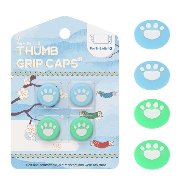 For Nintendo Switch 2 Joy-Con 2pairs Claw-Print Silicone Thumb Grip Caps Button Covers(White Blue...