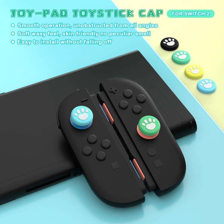 For Nintendo Switch 2 Joy-Con 2pairs Claw-Print Silicone Thumb Grip Caps Button Covers(Black White)