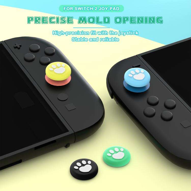For Nintendo Switch 2 Joy-Con 2pairs Claw-Print Silicone Thumb Grip Caps Button Covers(Black Whit...