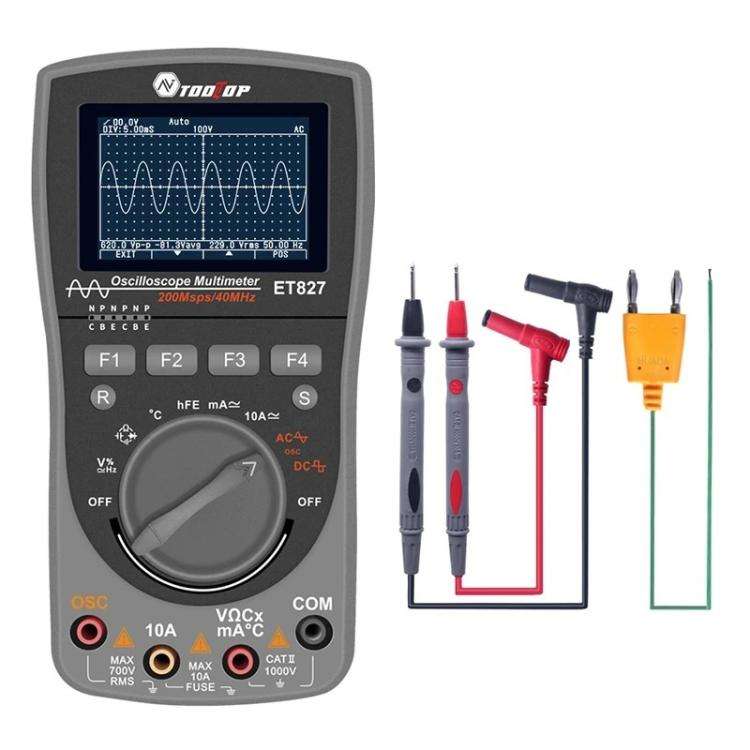 TOOLTOP ET827 Oscilloscope Multimeter 200Msps Sampling Rate 40MHz Oscilloscope + Multimeter 2 In 1