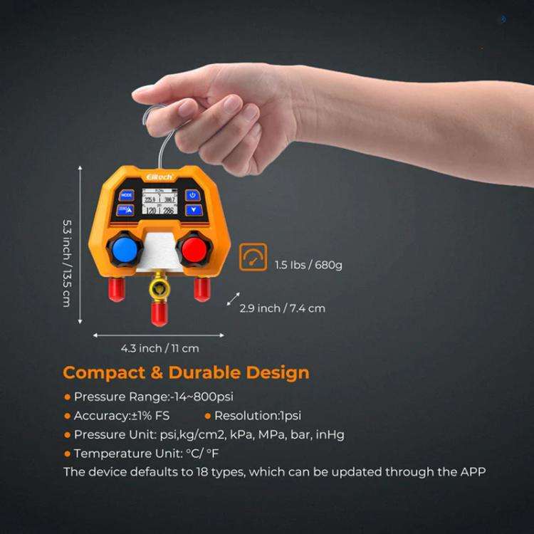 Elitech DMG-2se  Digital Manifold Gauge For HVAC, Refrigeration & AC Systems