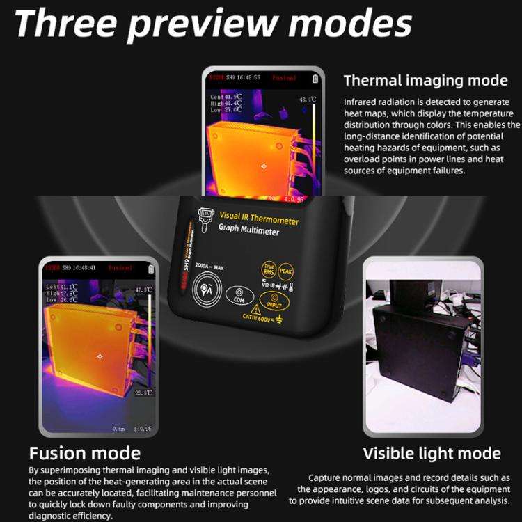 Standard+Macro Lens BSIDE SH9 Infrared Thermal Imaging Multimeter Touchscreen High-Definition The...