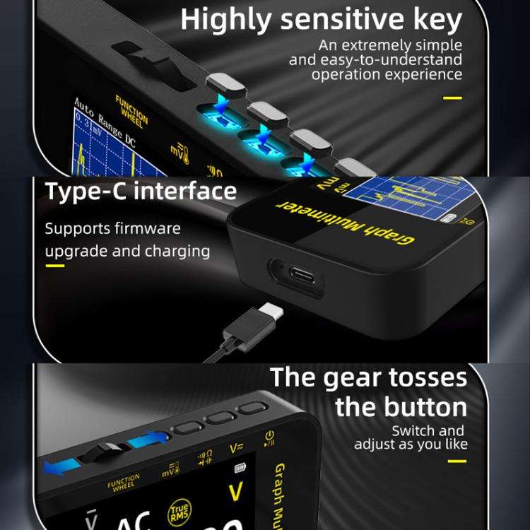 BSIDE S500 High-Precision Digital Graphic Recording Multimeter Color Screen 20000-Character Multi...