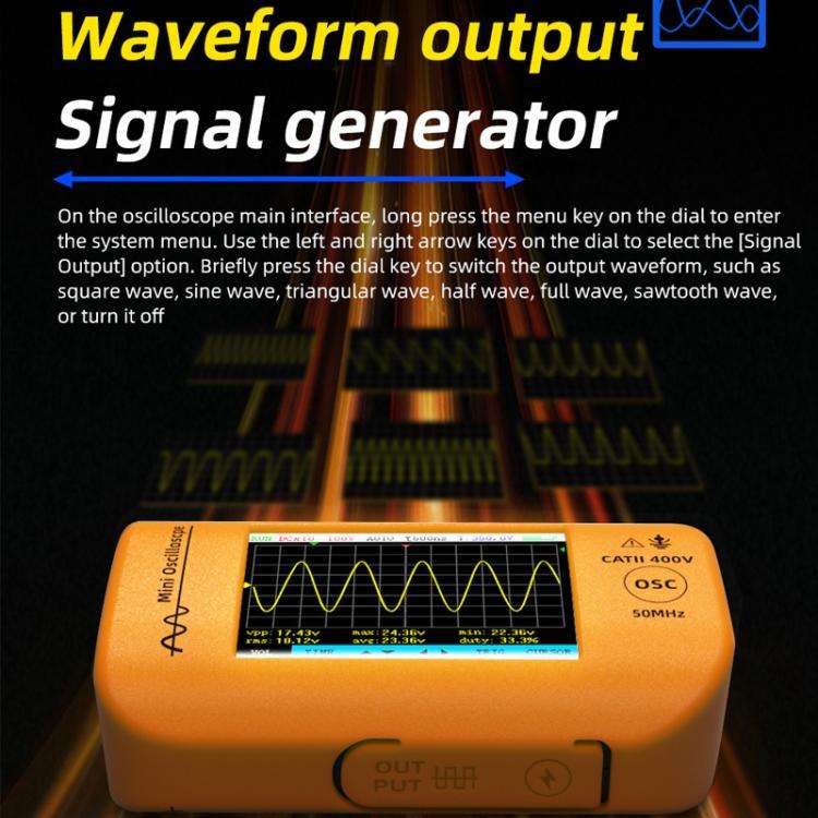 BSIDE OT4 Miniature Oscilloscope Signal Generator Rechargeable Handheld Color Screen 50MHz Oscill...