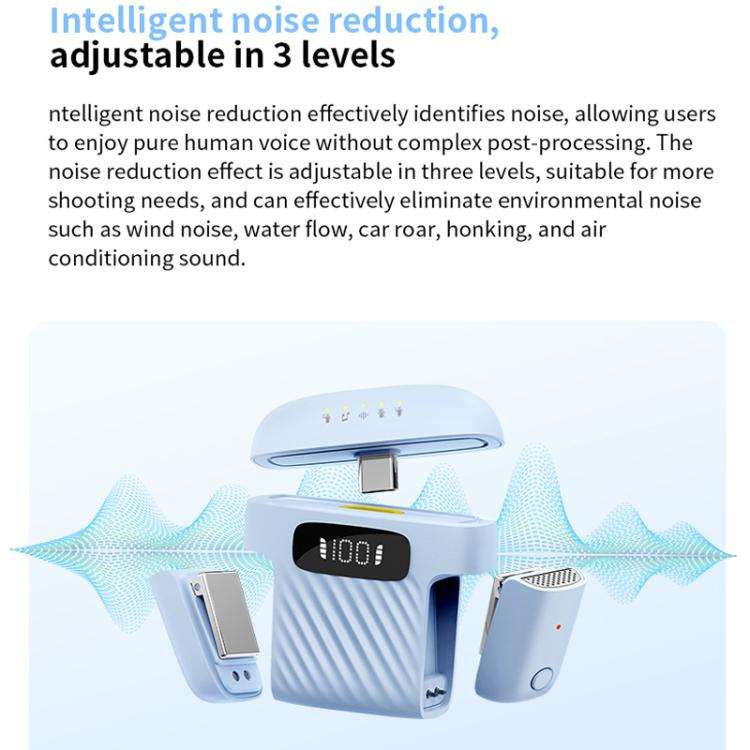 One To Two Mini Wireless Collar-clip Noise-cancelling Microphone With Charging Case(Black)