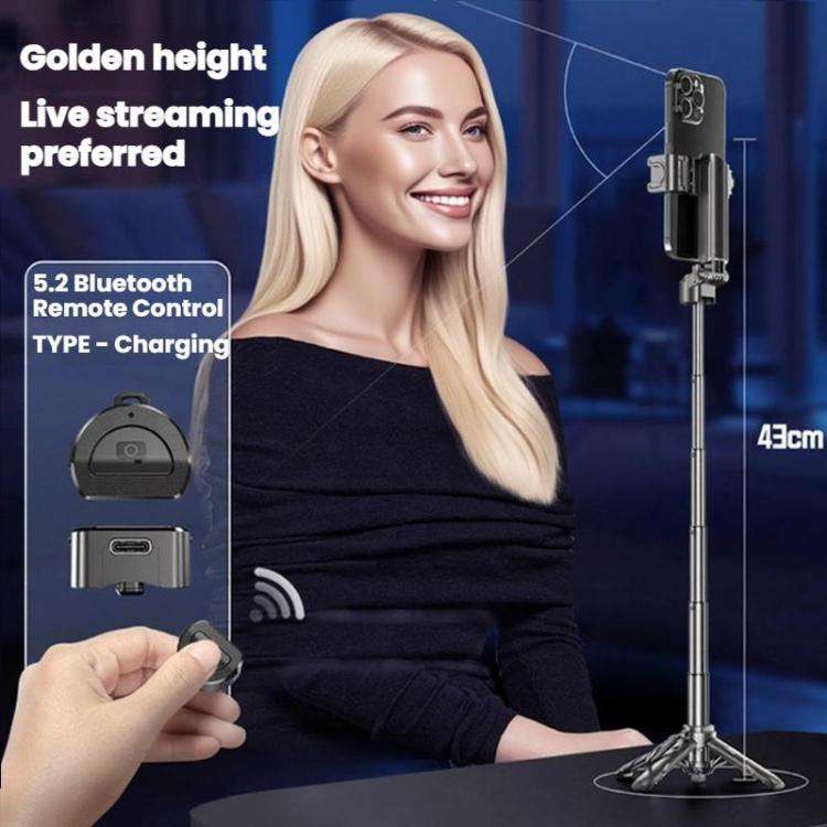 Portable Retractable Bluetooth Selfie Stick For Mobile Phones, Color: P15-H1 Black