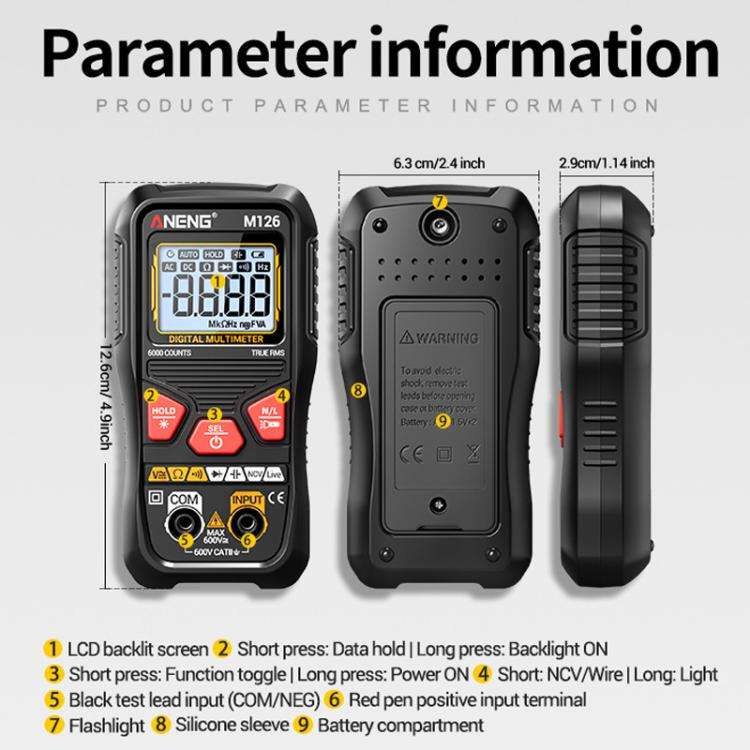 ANENG Anti-burn Electrical Digital Display Fully Automatic Digital Multimeter(M126)