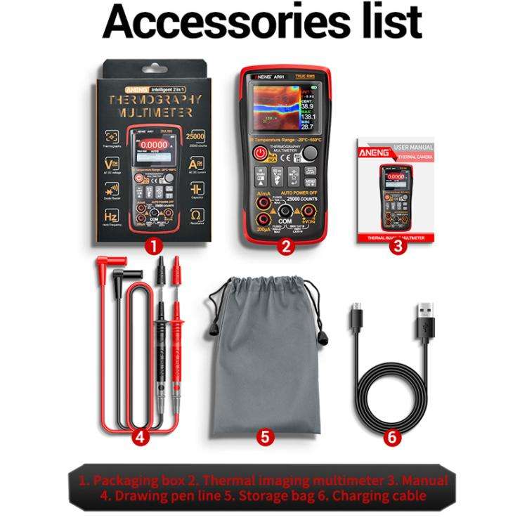 ANENG 2 In 1 HD Infrared Thermal Imager Digital Multimeter(AR01)