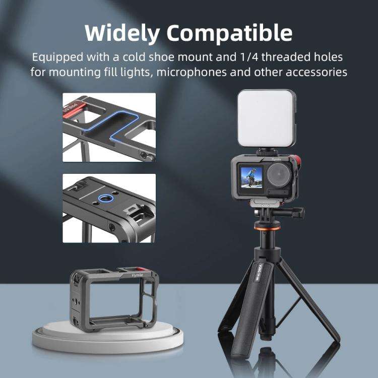 For DJI Action 5 Pro/Action 4/Action 3 Flymile Aluminum Alloy Camera Cage Protective Metal Frame(...