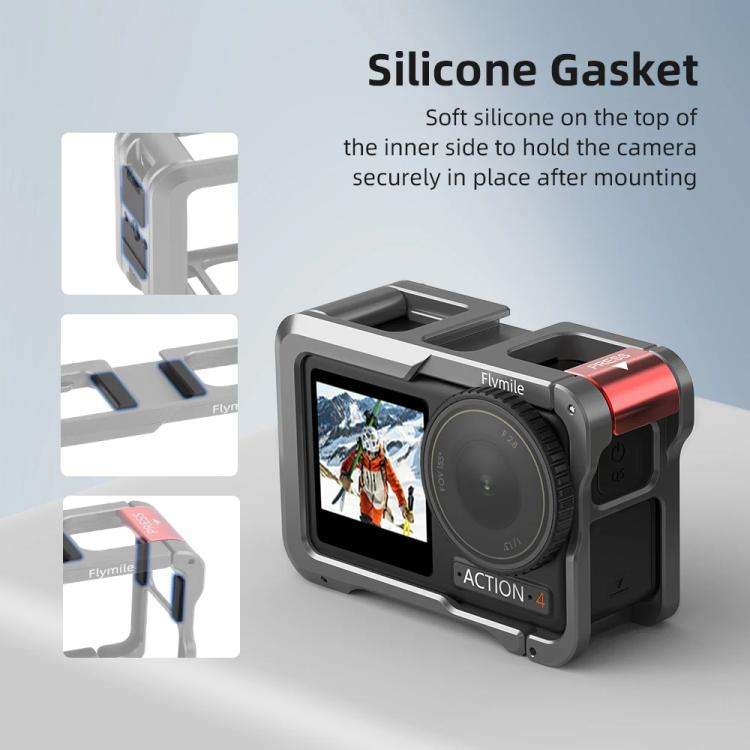 For DJI Action 5 Pro/Action 4/Action 3 Flymile Aluminum Alloy Camera Cage Protective Metal Frame(...