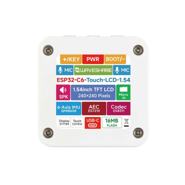 Waveshare ESP32-C6 1.54-Inch LCD Development Board 240×240 Resolution Supports Dual Microphones,...