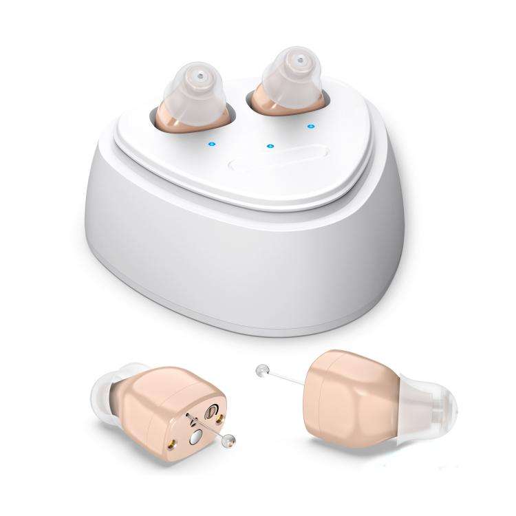 Ultra-Compact In-Ear Invisible Hearing Amplifier With Charging Case For Elderly(Skin Color +White...