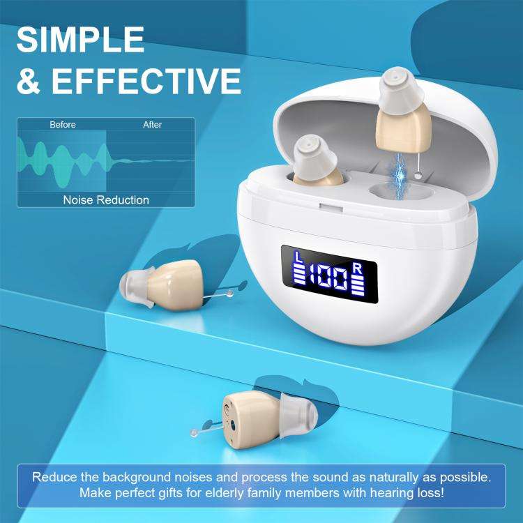 Hearing Aids With Digital Display Charging Case Noise Cancelling Invisible In-Ear Sound Amplifier...