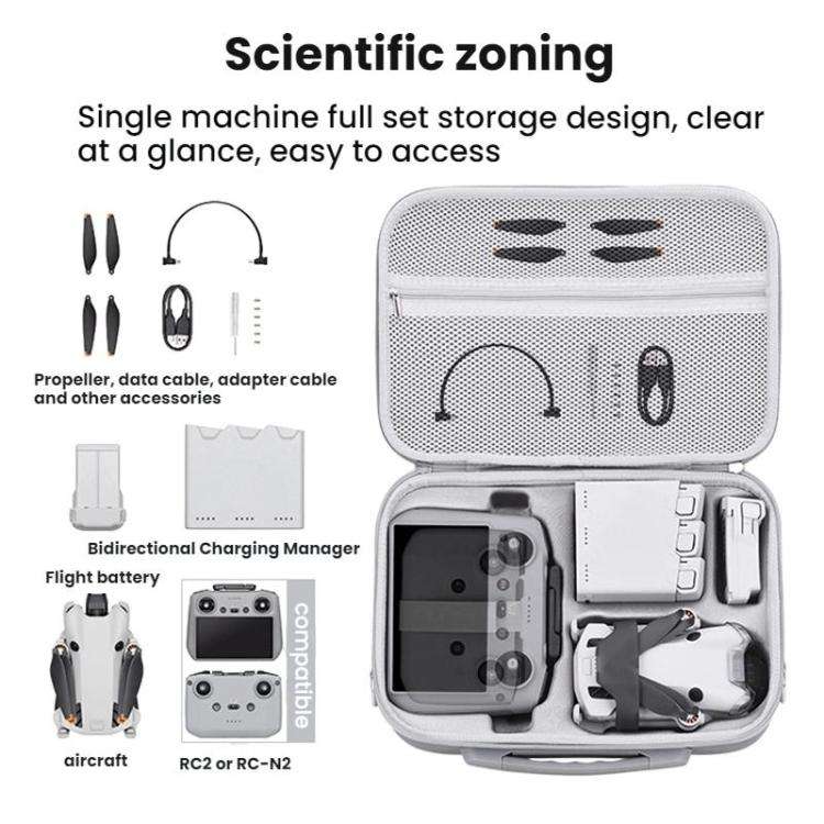 For DJI MINI 4 PRO BRDRC Remote Control Accessories Storage Handbag(Gray)