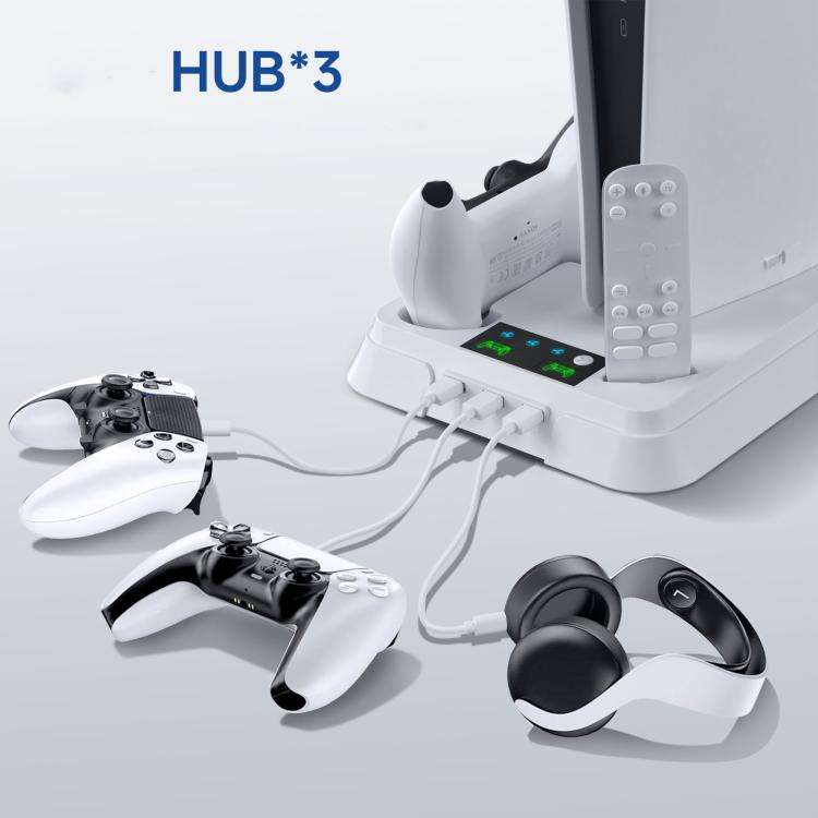 For PS5 Pro / PS5 Slim / PS5 Multifunctional Cooling Base With Dual Handle Charging Dock, Style: ...