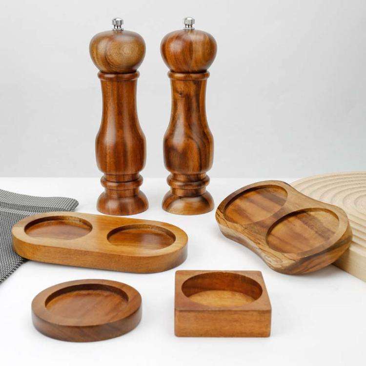 Wooden Base For Grinder Seasoning Product Storage Tray, Spec: Black 8-Letter