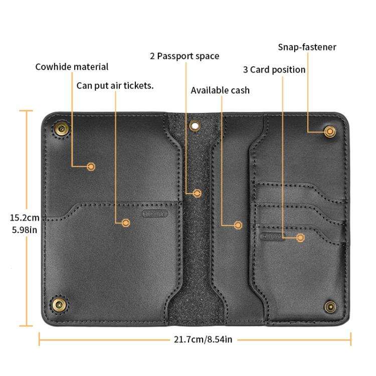 Genuine Leather Passport Card Holder ID/Boarding Pass Wallet with Card Slots & Ticket Pocket With...