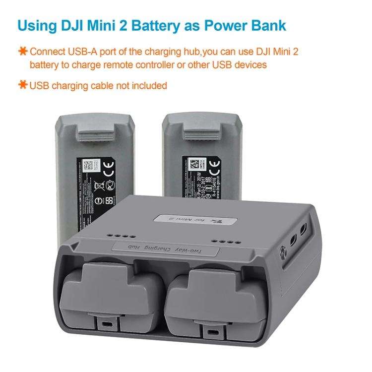 For DJI Mini 2 SE/Mini 2/Mini 4K YX Charger 2-way Battery Charging Hub(Gray)