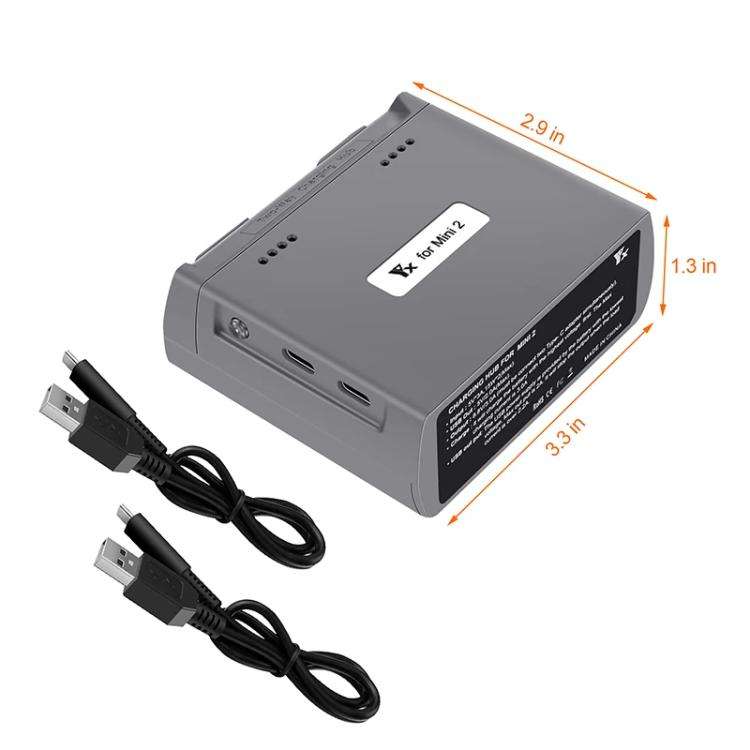 For DJI Mini 2 SE/Mini 2/Mini 4K YX Charger 2-way Battery Charging Hub(Gray)