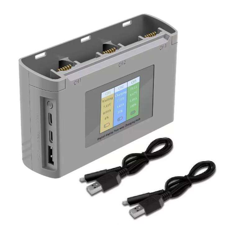 For DJI Mini 2 SE/Mini 2/Mini 4K YX 3-way Battery Charging Hub With Color Screen(Gray)