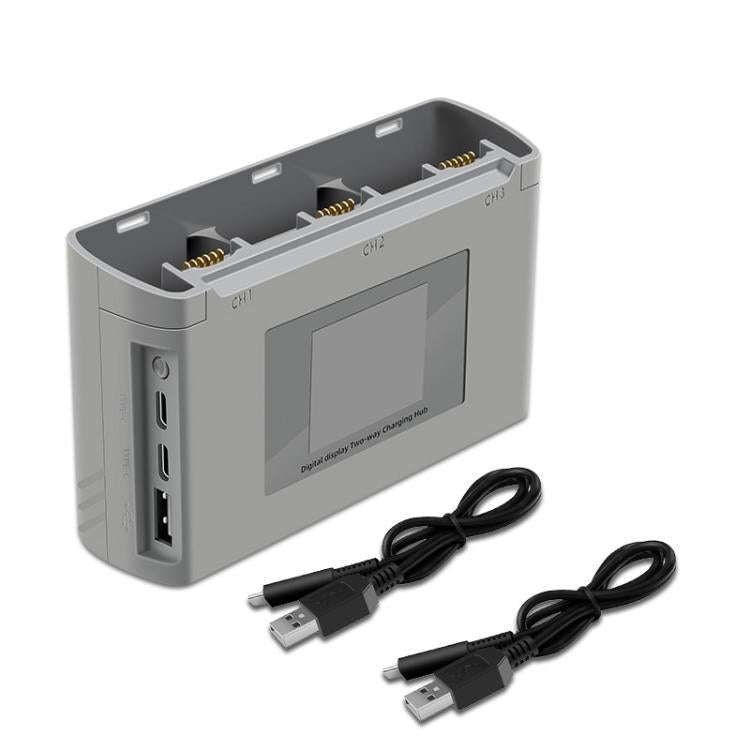 For DJI Mini 2 SE/Mini 2/Mini 4K YX 3-way Battery Charging Hub With Color Screen(Gray)