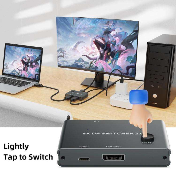 DP301 3 In 1 Out DisplayPort Switch 8K 30Hz HD Splitter For Computer Screen