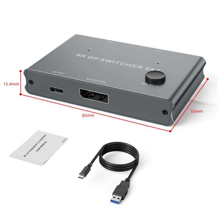 DP301 3 In 1 Out DisplayPort Switch 8K 30Hz HD Splitter For Computer Screen