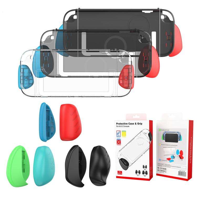 For Nintendo Switch 2 Split Design Crystal PC Protective Case with 3 Sizes Ergonomic Grips Clear+...