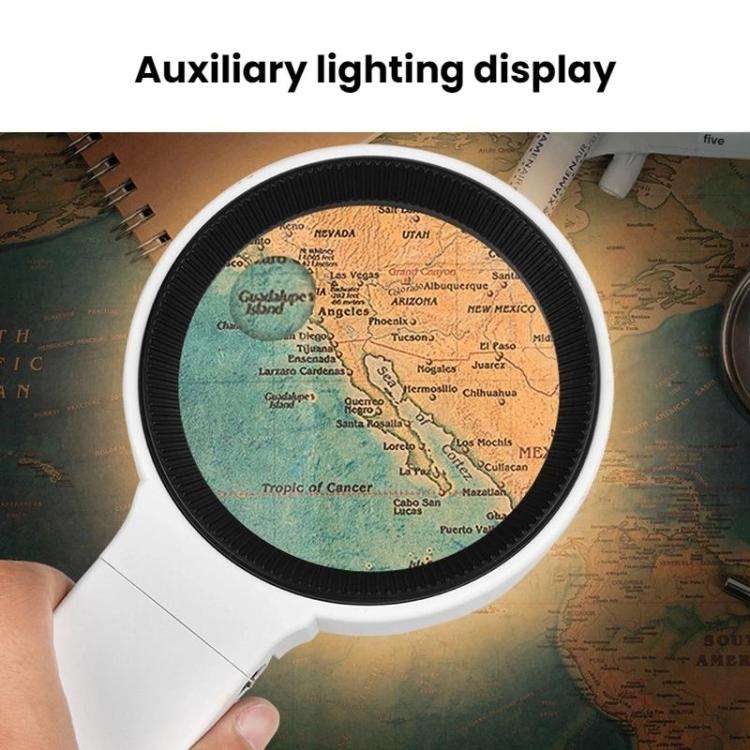 5x 10x Desktop Handheld Magnifying Glass 32 LEDs Soldering Iron Maintenance Workbench(Black)