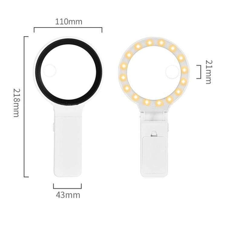 5x 10x Desktop Handheld Magnifying Glass 32 LEDs Soldering Iron Maintenance Workbench(Black)
