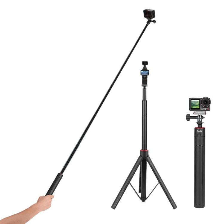 Flymile 1.4m Extendable Selfie Stick Tripod For Action Cameras One-Button Quick Setup Monopod Wit...
