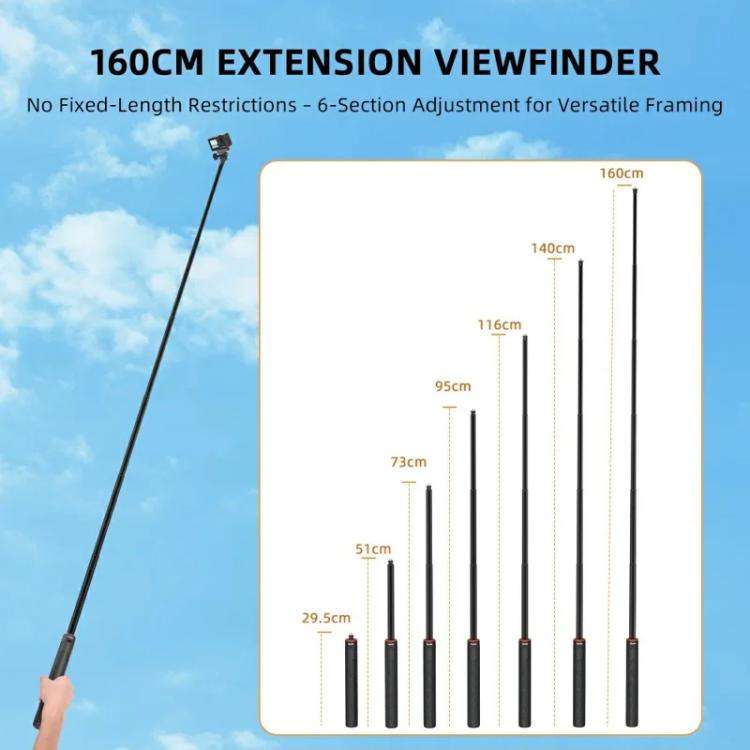 Flymile 1.4m Extendable Selfie Stick Tripod For Action Cameras One-Button Quick Setup Monopod Wit...