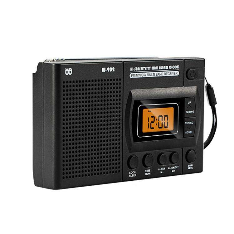 FM/AM/SW Full-Band Portable Clock LCD Clock Control Radio Player, Specifications: For EU(Black)