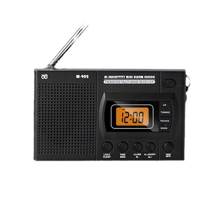 FM/AM/SW Full-Band Portable Clock LCD Clock Control Radio Player, Specifications: For US(Black)