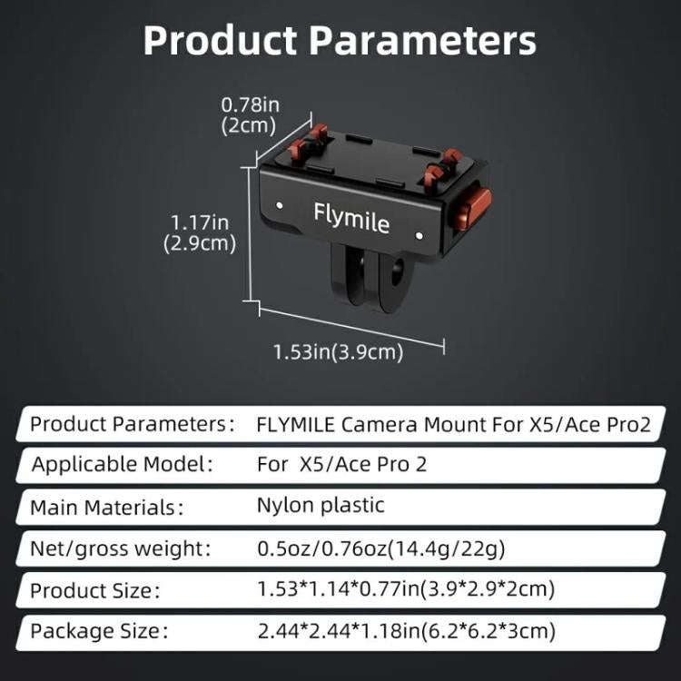 Flymile Plastic Magnetic Quick-Release Base For Insta360 Ace Pro 2/X5/X4/X3/X2/Ace Pro/Ace(Black)