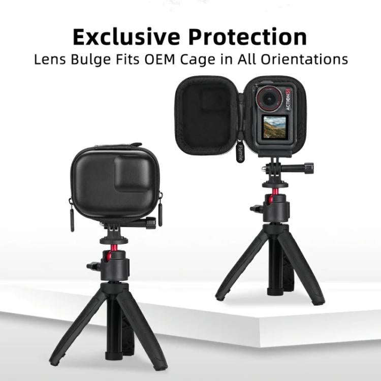 Flymile PU Mini Camera Case with Carabiner For Caged DJI Action 3/4/5 Pro/Insta360 Ace Pro 2/1/Go...