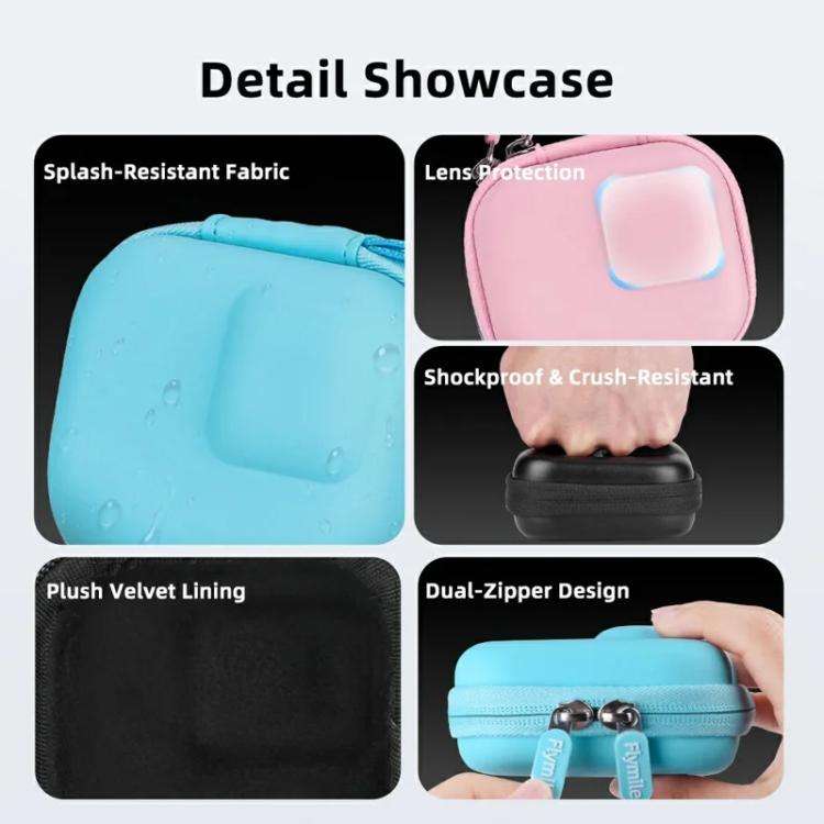 Flymile PU Mini Camera Case with Carabiner For Caged DJI Action 3/4/5 Pro/Insta360 Ace Pro 2/1/Go...