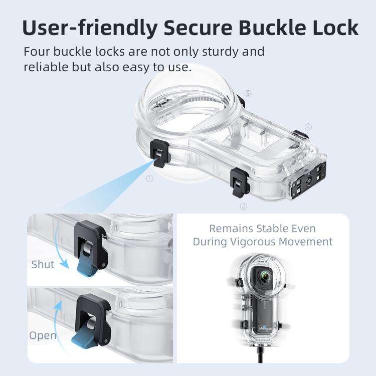 For Insta360 X5 AMagisn 60m/196ft Diving Case Quick-Release Full Invisible Waterproof Underwater ...
