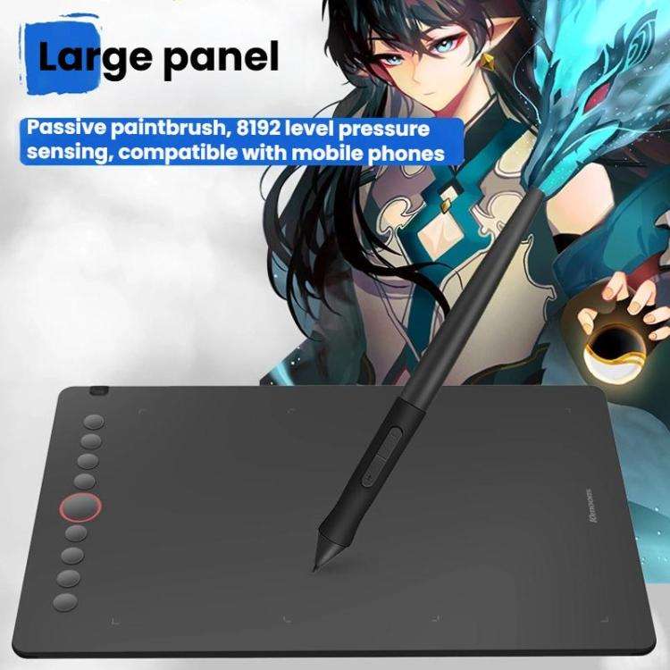 10Moons I6 Digital Drawing Tablet Compatible With Mobile Phones Computers(Black)