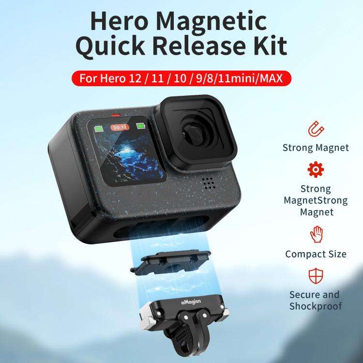 aMagisn Magnetic Quick Release Adapter for GoPro HERO13/12/11/10/9/8/11 Mini/MAX 2-in-1 Kit