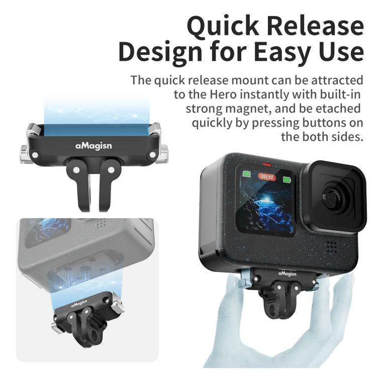 aMagisn Magnetic Quick Release Adapter for GoPro HERO13/12/11/10/9/8/11 Mini/MAX Separate Base Unit