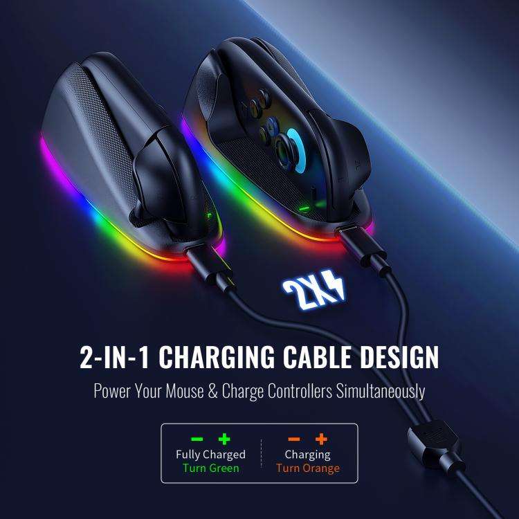 For Nintendo Switch 2 JYS Controller Mouse Magnetic Dock With Ambient Lighting(Black)