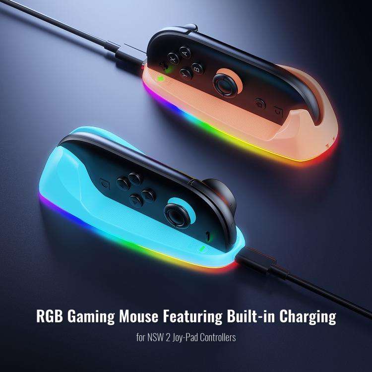 For Nintendo Switch 2 JYS Controller Mouse Magnetic Dock With Ambient Lighting(Blue Orange)