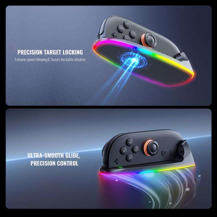 For Nintendo Switch 2 JYS Controller Mouse Magnetic Dock With Ambient Lighting(Blue Orange)