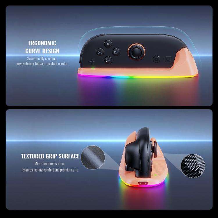 For Nintendo Switch 2 JYS Controller Mouse Magnetic Dock With Ambient Lighting(Blue Orange)