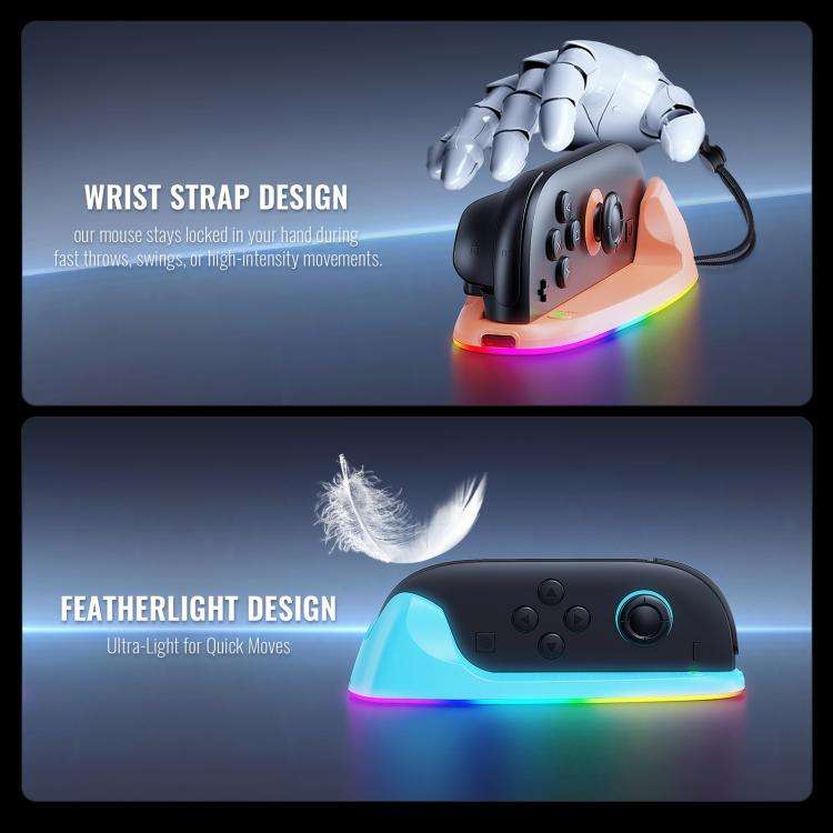 For Nintendo Switch 2 JYS Controller Mouse Magnetic Dock With Ambient Lighting(Blue Orange)