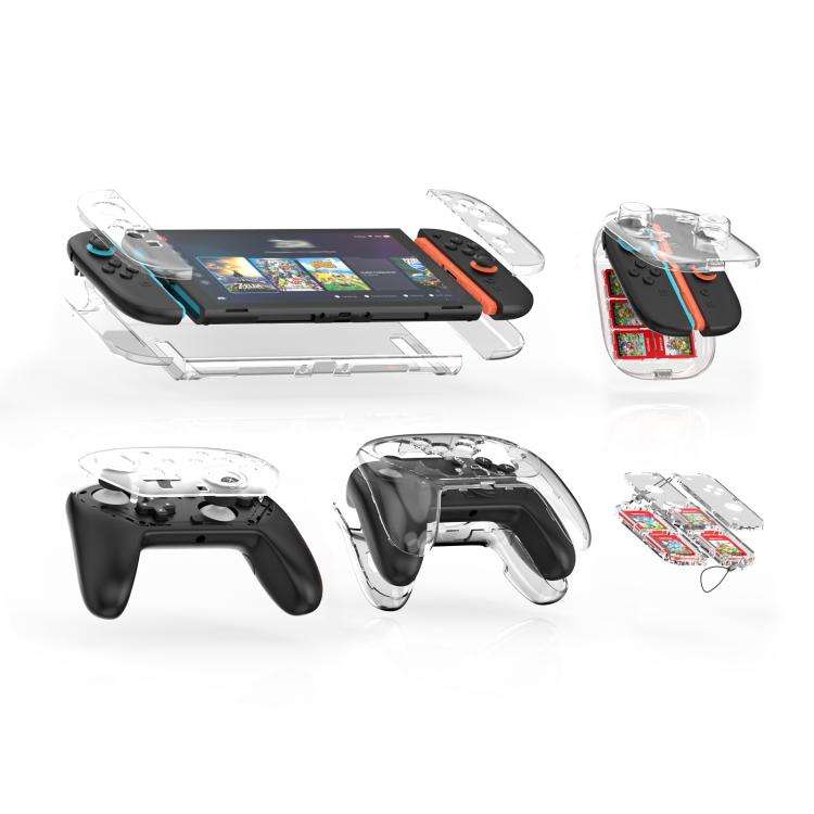 For Nintendo Switch 2 JYS 5-in-1 Crystal Case Full Protection Set Includes Console Shell, Joy-con...