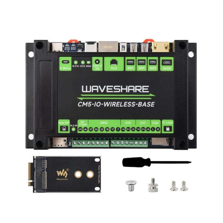 Waveshare Industrial Expansion Module For Raspberry Pi CM5: 4G/5G/LoRa Expansion Board(34618)