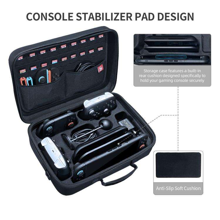 For Nintendo Switch 2 JYS All-in-One Storage Carrying Case Organizer with Shoulder Strap Fits Doc...